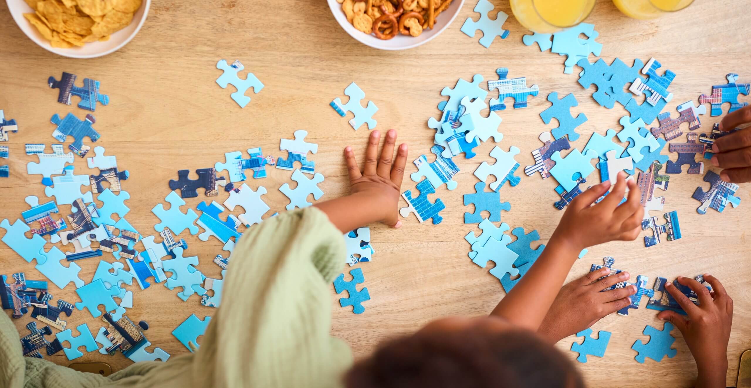 Jigsaw puzzle on table